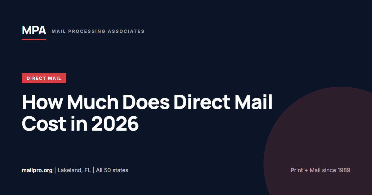 How Much Does Direct Mail Cost in 2026 - MPA per-piece pricing guide