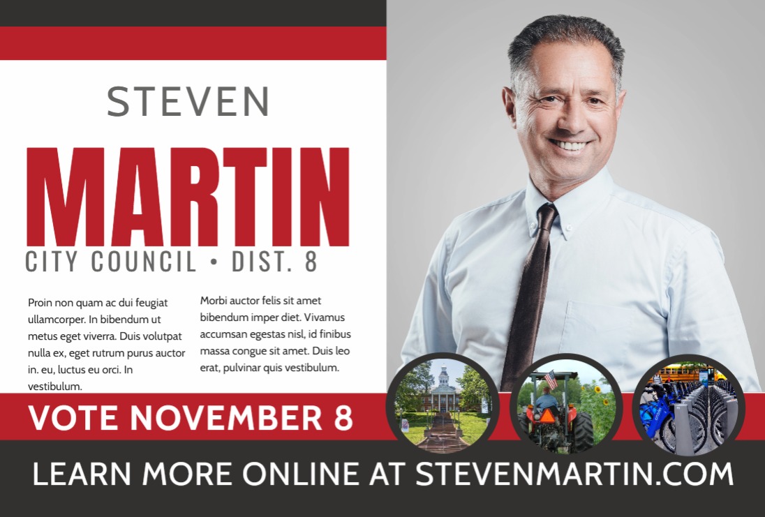 Political campaign postcard direct mail example - city council race